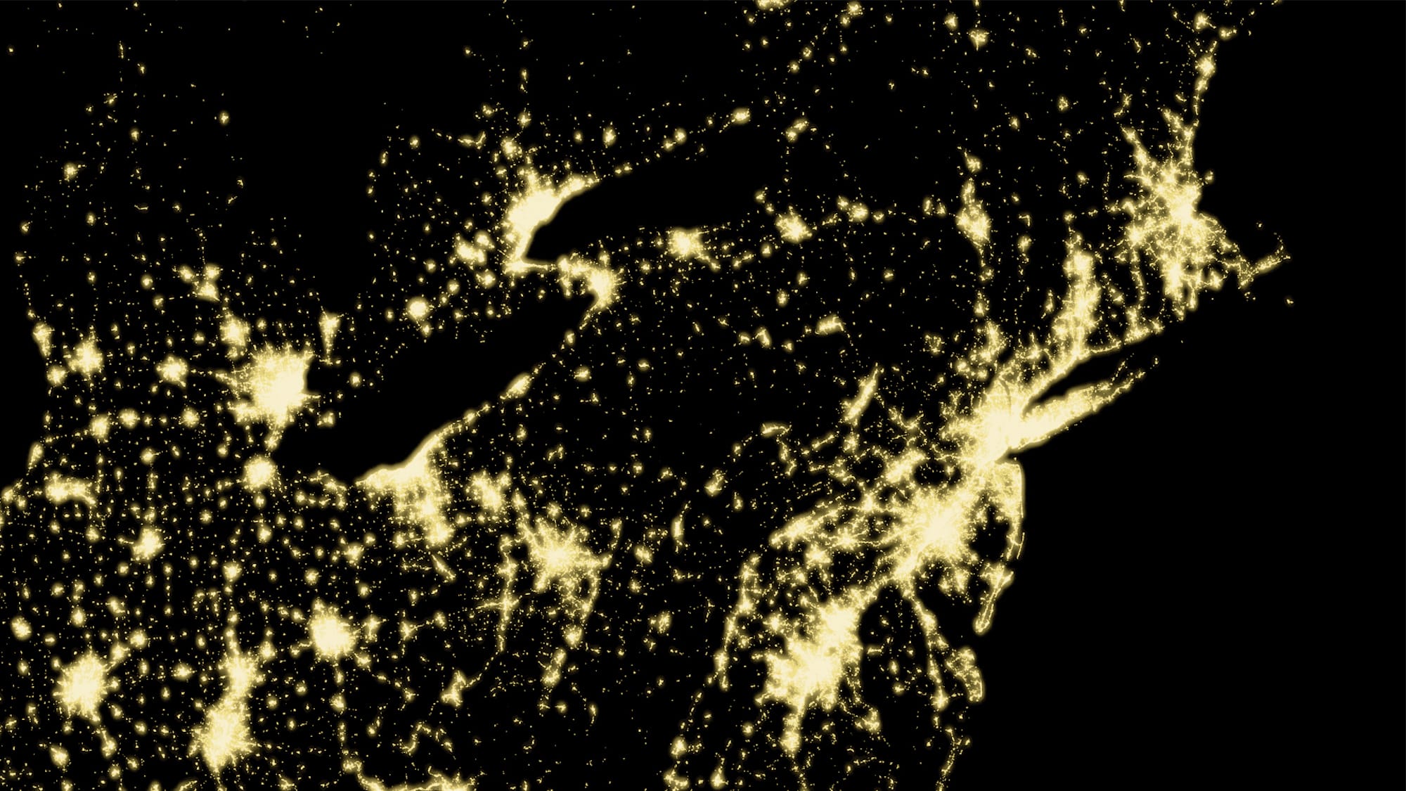 Nighttime lights, Eastern United States. 1:200,000. © Courtesy Godard Space Flight Center