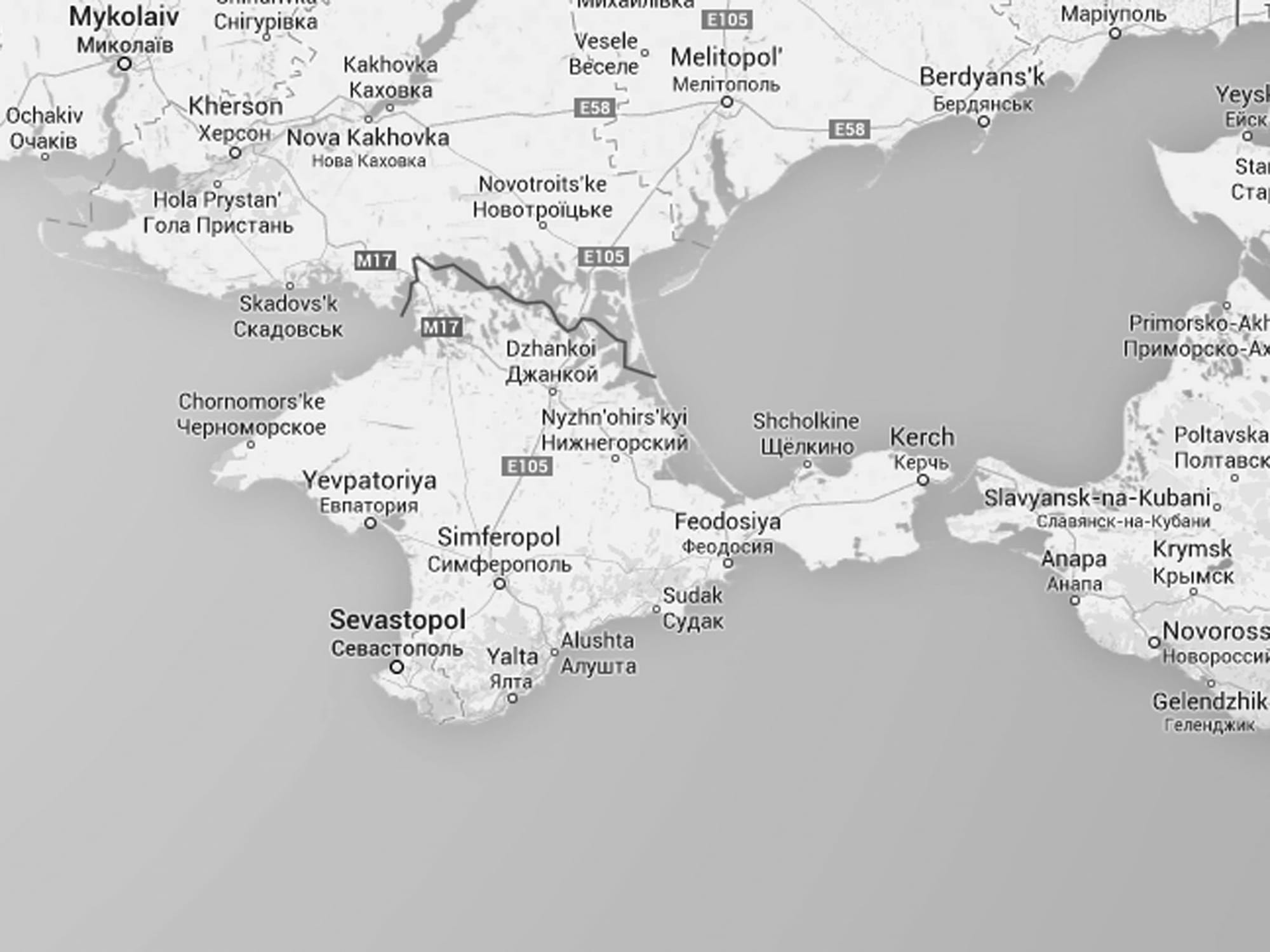 Crimea, as displayed on Google Maps in Russia, 2017. © Screenshot, Google Maps